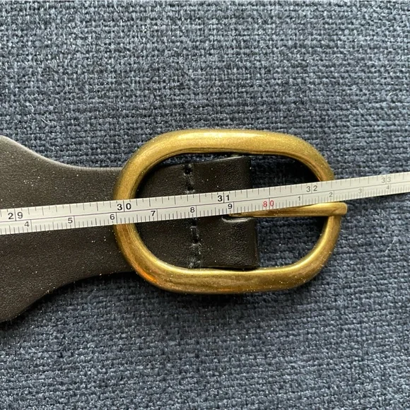 LOFT - XS black woven genuine leather wide belt with gold buckle. - Picture 13 of 13